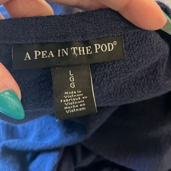 A Pea in the Pod Navy Blue RUFFLE HEM SIDE TIE MATERNITY DRESS, L! - Picture 7 of 10